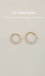 KOSINER 14K Solid Gold Delicate Pave Cluster Daith Clicker Hoop, Nickel-Free Waterproof Dainty CZ Paved Cartilage Piercing Jewelry for Women