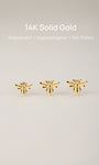 KOSINER 14K Solid Gold Glossy Flying Bee Flat Back Stud, Nickel-Free Waterproof Sleep Friendly Dainty Cartilage Piercing Jewelry for Women