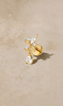 At Dawn olive branch flat back stud with sparkling pear-shaped drop