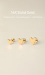 KOSINER Hypoallergenic 14K gold heart stud with signature flat back for sensitive skin