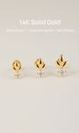 KOSINER Leaf Stud Ear Stack, 14K Gold Helix Conch Piercing Jewelry for Women, Waterproof & Sleep-Friendly