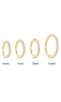 KOSINER 14K solid gold pave hoop earrings, multi-size options (6/7/8/10mm) with cubic zirconia stones
