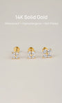 KOSINER 14K Solid Gold Four-Petal Flower Flat Back Stud, 3/3.5/4mm sizes, waterproof hypoallergenic for helix conch piercings