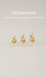 KOSINER 14K Solid Gold Dainty Textured Snake Flat Back Piercing Stud, Nickel-Free Waterproof Vintage Animal Cartilage Earring for Multi Ear Stack Piercing