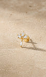 At Dawn lotus flat back stud with sparkling marquise-cut drop