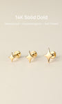 KOSINER glossy polished star flat back stud, hypoallergenic and durable for sensitive skin