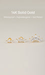 KOSINER 14K Solid Gold Crown Marquise Zircon Ear Piercing Stud,waterproof,hypoallergentic,no plated.