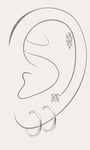 Kosiner 14K Solid Gold Flatback Earrings Ear Stack with CZ Studs and Mini Hoops on Ea