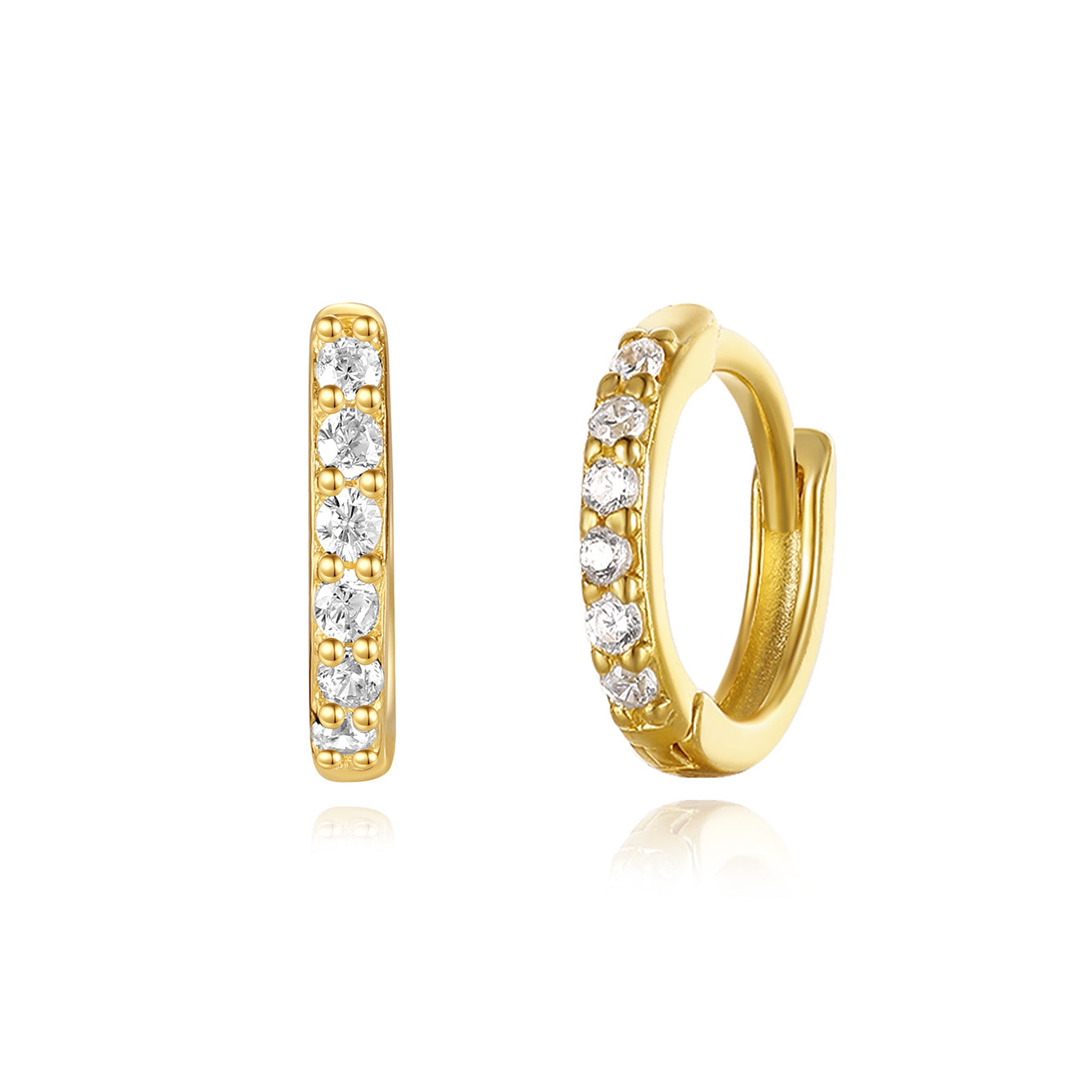 Gold 925 sterling silver fresh flower zircon stud earring set.