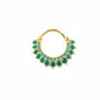 Gold-plated 925 sterling silver daith earring with emerald green cubic zirconia stones in a garland design.