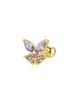 Gold sterling silver butterfly piercing stud with lavender marquise CZ wings and purple CZ accents. Internally threaded.