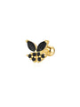 Gold butterfly ear piercing stud with black marquise cubic zirconia wings and round cz stones. Internally threaded.
