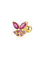 18K gold-plated 925 sterling silver butterfly ear piercing stud with pink marquise cubic zirconia wings. Internally threaded.