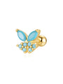 Gold plated 925 sterling silver butterfly ear stud with marquise CZ wings and round CZ body.