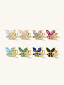 Sterling silver butterfly ear piercing studs with marquise cubic zirconia wings in 8 colors. Internally threaded.