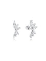 925 Sterling Silver ear piercing stud with marquise and round cubic zirconia stones, floral design.