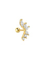 18kt gold plated 925 sterling silver ear stud with marquise and round cubic zirconia stones, floral design.