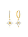 925 sterling silver 18kt gold plated butterfly flower CZ earring set with sparkling stones.