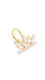 Gold plated 925 sterling silver daith earring with five marquise-cut cubic zirconia stones in a floral design.