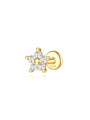 18kt gold plated 925 sterling silver flower stud earring with clear cubic zirconia. S925.