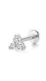 Borchia labret in argento sterling con 3 scintillanti zirconi cubici dal design triangolare. Placcato oro 18kt.