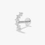 925 Sterling Silver flat back labret stud with arch of five CZ stones, 16G, 8mm post.