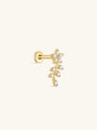 Dainty 925 sterling silver mini flower ear piercing stud with cubic zirconia, gold plated.