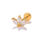 18kt gold sterling silver labret stud, crown of 3 marquise CZ stones, flat back.