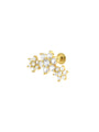 18kt gold plated 925 sterling silver flat back earring with cluster of cubic zirconia stones in floral design.