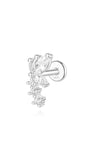 Sterling silver flat back earring with pave marquise & round cubic zirconia in a floral design, product page.