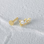 Gold plated 925 sterling silver butterfly ear piercing stud with cubic zirconia and flat back labret.