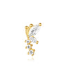 Kosiner 18kt gold plated sterling silver earring with marquise AAAAA CZ butterfly and round stones.