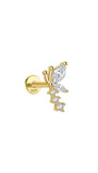 Boucle d'oreille papillon et fleur Kosiner en argent sterling plaqué or 18 carats sertie de zircons cubiques étincelants.