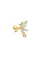 Kosiner Flower 5 Piece Series: 18K gold plated sterling silver butterfly earring with marquise and round cubic zirconia.