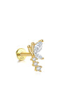 Serie Kosiner Flower da 5 pezzi: orecchino a farfalla in argento sterling placcato oro 18 carati con marquise e zirconi rotondi.