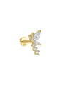 18k gold plated sterling silver flat back earring with butterfly design and dangling cubic zirconia stones, product page.
