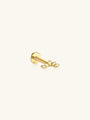 925 Sterling Silver Glossy Petals Ear Piercing Stud, 18kt gold plated labret with flat back.