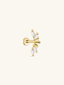 Gold 925 Sterling Silver Marquise Arch Zircon Threaded Ear Piercing Stud with flat back labret.