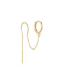 18k gold plated sterling silver threader earring with cubic zirconia and linear bar tassel drop.