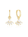 925 sterling silver 18k gold-plated flower earrings with marquise cubic zirconia.