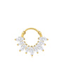 18K gold plated sterling silver hoop earring with a fan of marquise-cut AAAAA cubic zirconia stones.
