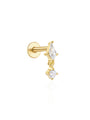 Gold plated 925 sterling silver ear stud with kite and round CZ charms.