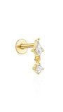 Gold plated 925 sterling silver ear stud with kite and round CZ charms.