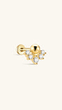 18kt gold plated sterling silver labret stud with crown of 5 AAAAA cubic zirconia stones, internally threaded flat back.