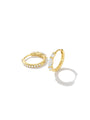 18K gold plated sterling silver hoop earrings with marquise opal and cubic zirconia stones.