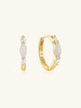 18K gold plated sterling silver hoop earrings with marquise-cut opal and cubic zirconia stones.