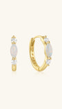 18K gold plated sterling silver hoop earrings with marquise-cut opal and cubic zirconia stones.