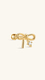 18kt gold plated sterling silver bowknot stud earring with cubic zirconia, screw back closure.