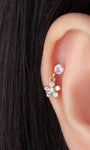 Joias kosiner S925 em formato de flor com pingente de zircônia e piercing de orelha