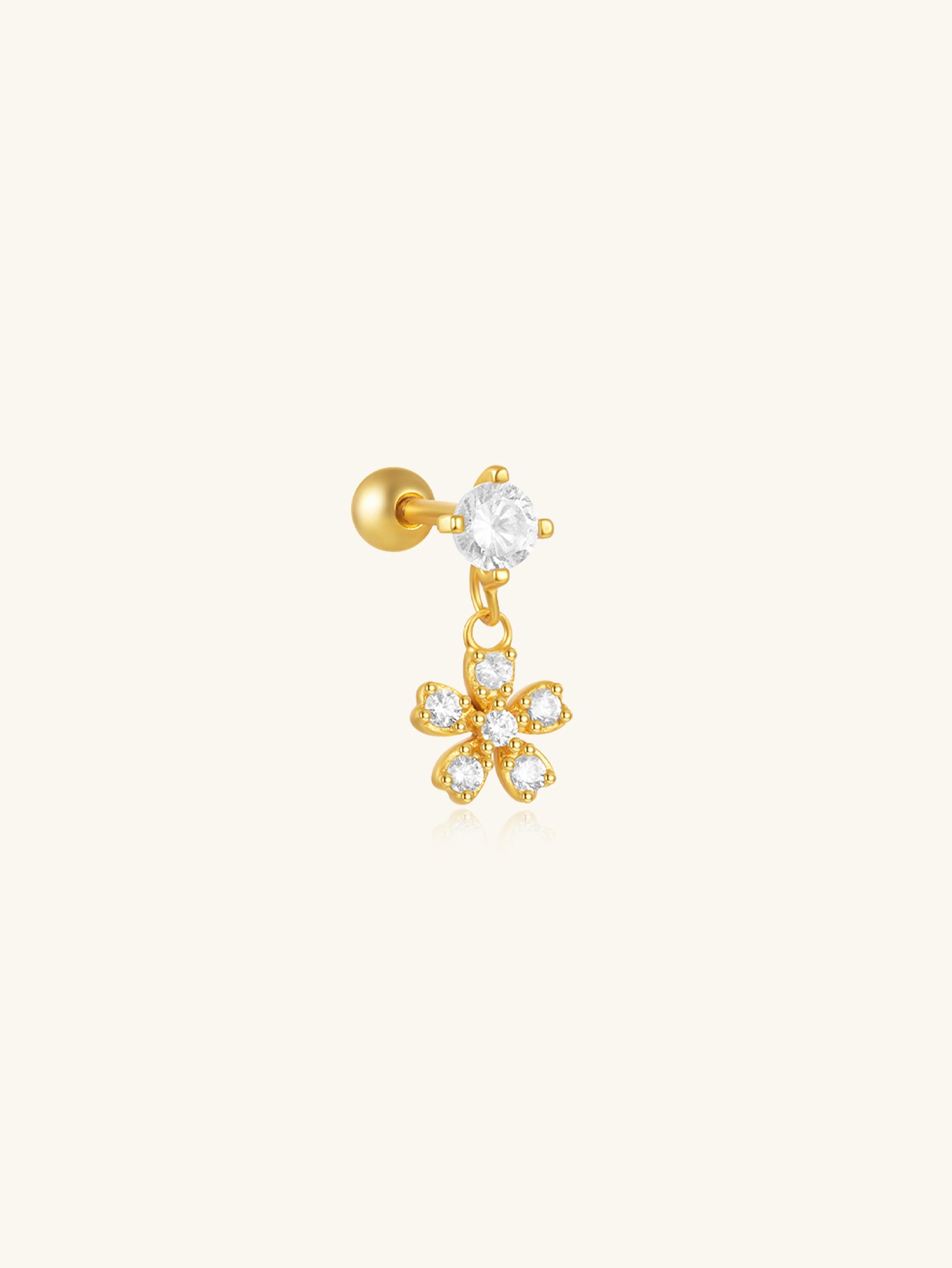 Kosiner Jewelry S925 - Piercing para oreja con colgante de circonita en forma de flor